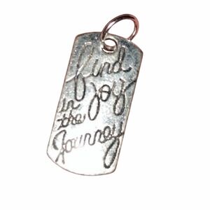 Silver Mini Dog Tag Shaped Joy Charm Necklace Bracelet Inspiration Word Pendant
